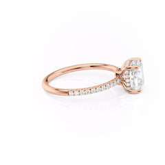 Nimbus Lyric 1 Carat VVS Lab-Grown Cushion Hidden Halo Pave Engagement Ring in 18K Rose Gold Right View 
