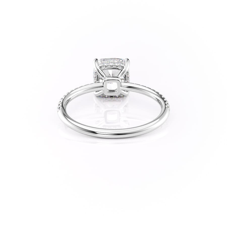 Nimbus Lyric 1 Carat VVS Lab-Grown Cushion Hidden Halo Pave Engagement Ring in 18K White Gold Back View 