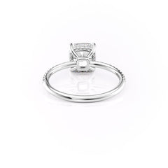 Nimbus Lyric 1 Carat VVS Lab-Grown Cushion Hidden Halo Pave Engagement Ring in 18K White Gold Back View 