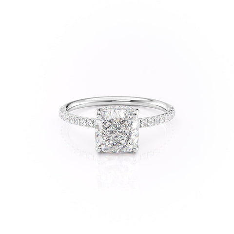 Nimbus Lyric 1 Carat VVS Lab-Grown Cushion Hidden Halo Pave Engagement Ring in 18K Gold