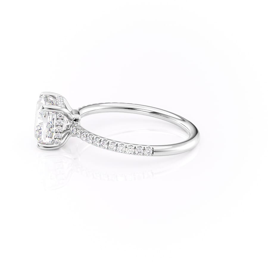 Nimbus Lyric 1 Carat VVS Lab-Grown Cushion Hidden Halo Pave Engagement Ring in 18K White Gold Left View 