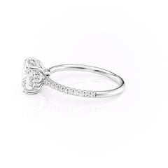 Nimbus Lyric 1 Carat VVS Lab-Grown Cushion Hidden Halo Pave Engagement Ring in 18K White Gold Left View 