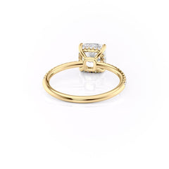 Nimbus Lyric 1 Carat VVS Lab-Grown Cushion Hidden Halo Pave Engagement Ring in 18K Yellow Gold Back View 