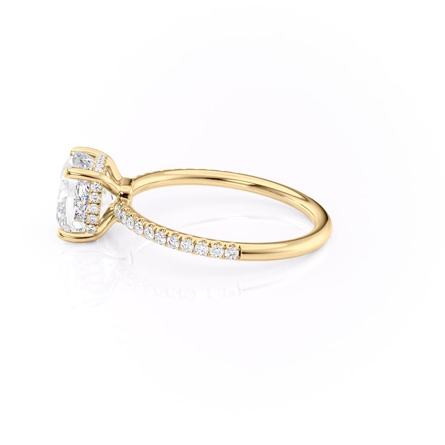 Nimbus Lyric 1 Carat VVS Lab-Grown Cushion Hidden Halo Pave Engagement Ring in 18K Yellow Gold Left View 
