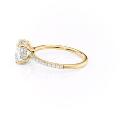 Nimbus Lyric 1 Carat VVS Lab-Grown Cushion Hidden Halo Pave Engagement Ring in 18K Yellow Gold Left View 