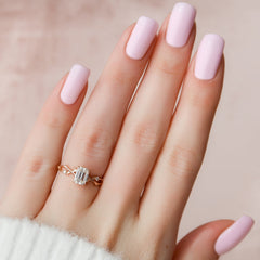 Noble Splendor 2 Carat VVS1 Lab-Grown Emerald Three Stone Engagement Ring in 18K Rose Gold Finger View