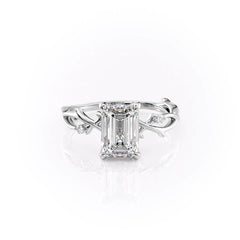 Noble Splendor 2 Carat VVS1 Lab-Grown Emerald Three Stone Engagement Ring in 18K White Gold Front View