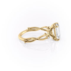 Noble Splendor 2 Carat VVS1 Lab-Grown Emerald Three Stone Engagement Ring in 18K yellow Gold Right View