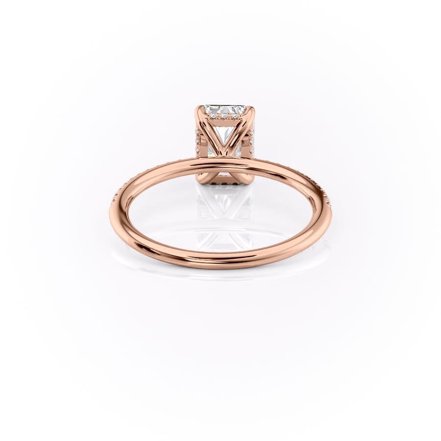 Nova Gleam 2.36 Carat VVS Lab-Grown Radiant Hidden Halo Pave Engagement Ring in 18K Rose Gold Back View