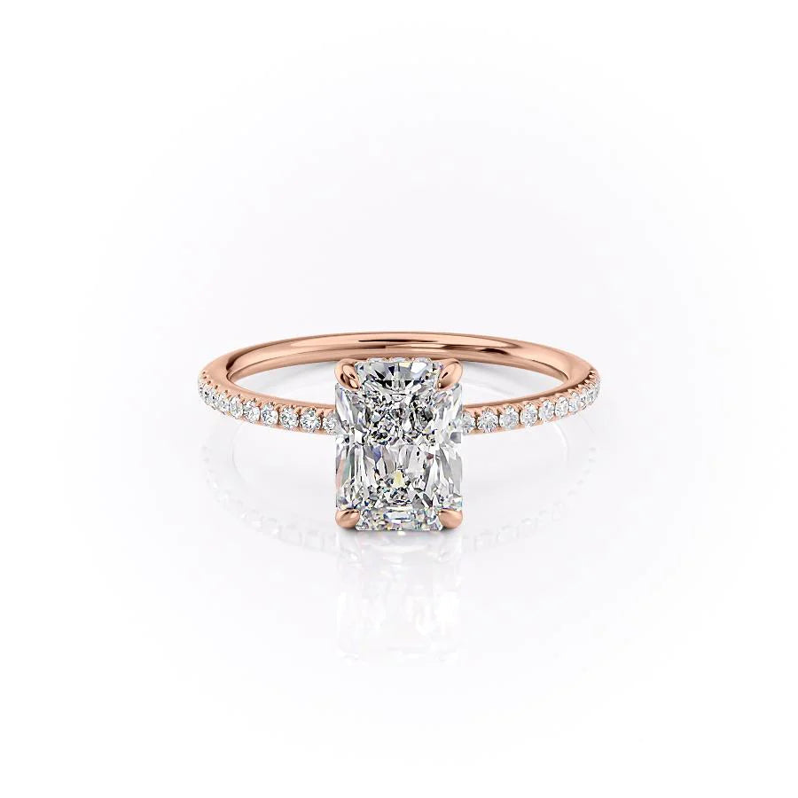 Nova Gleam 2.36 Carat VVS Lab-Grown Radiant Hidden Halo Pave Engagement Ring in 18K Rose Gold Front View