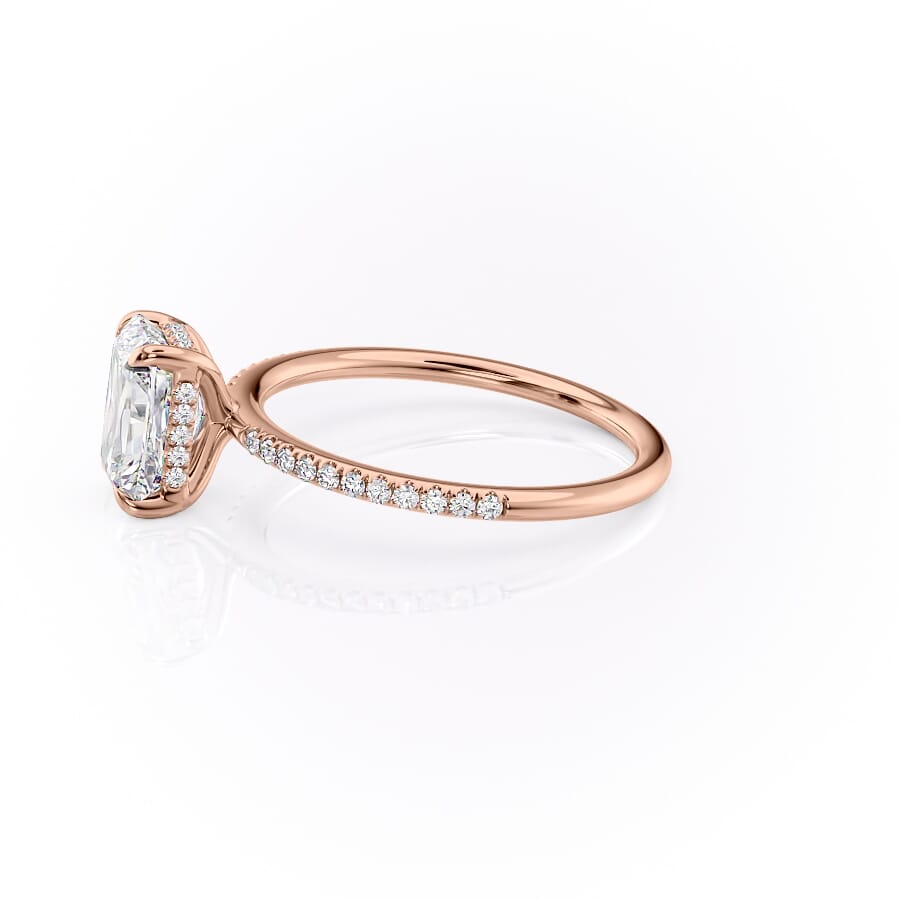 Nova Gleam 2.36 Carat VVS Lab-Grown Radiant Hidden Halo Pave Engagement Ring in 18K Rose Gold Left View