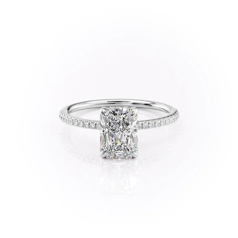 Nova Gleam 2.36 Carat VVS Lab-Grown Radiant Hidden Halo Pave Engagement Ring in 18K Gold
