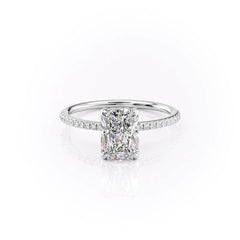 Nova Gleam 2.36 Carat VVS Lab-Grown Radiant Hidden Halo Pave Engagement Ring in 18K White Gold Front View