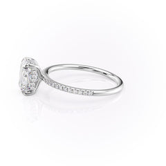Nova Gleam 2.36 Carat VVS Lab-Grown Radiant Hidden Halo Pave Engagement Ring in 18K White Gold Left View
