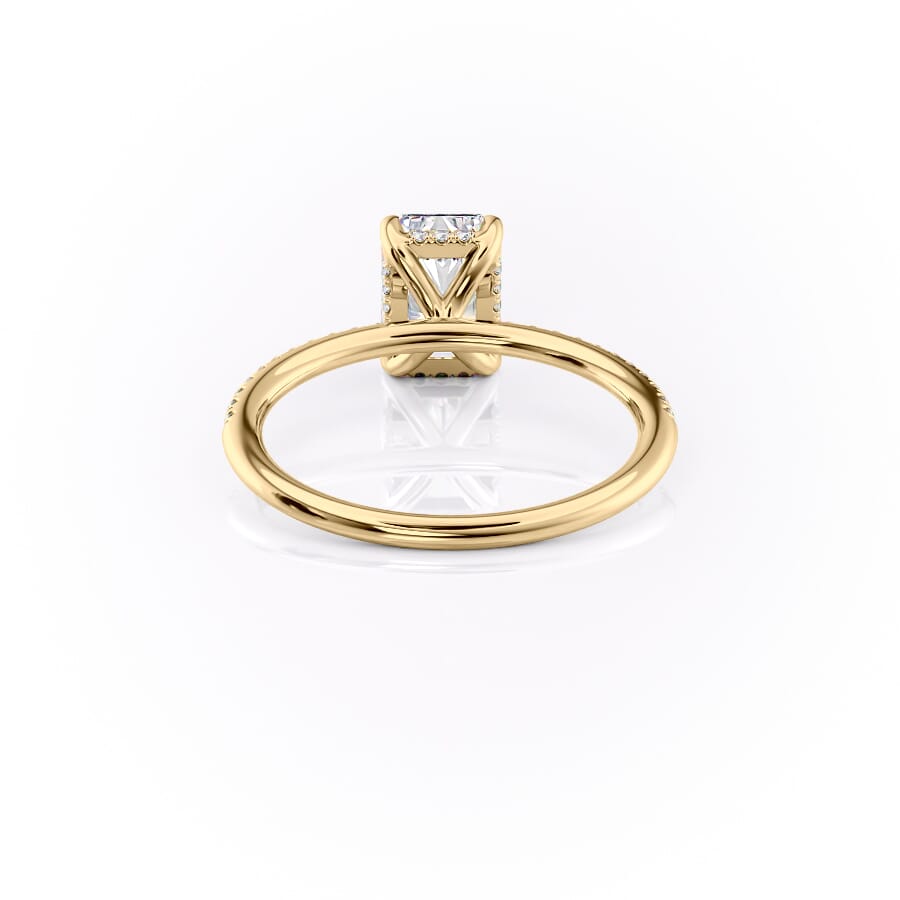 Nova Gleam 2.36 Carat VVS Lab-Grown Radiant Hidden Halo Pave Engagement Ring in 18K Yellow Gold Back View