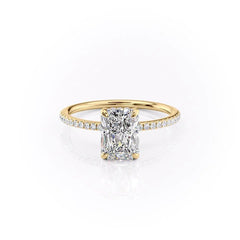 Nova Gleam 2.36 Carat VVS Lab-Grown Radiant Hidden Halo Pave Engagement Ring in 18K Yellow Gold Front View