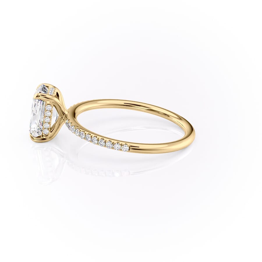 Nova Gleam 2.36 Carat VVS Lab-Grown Radiant Hidden Halo Pave Engagement Ring in 18K Yellow Gold Left View