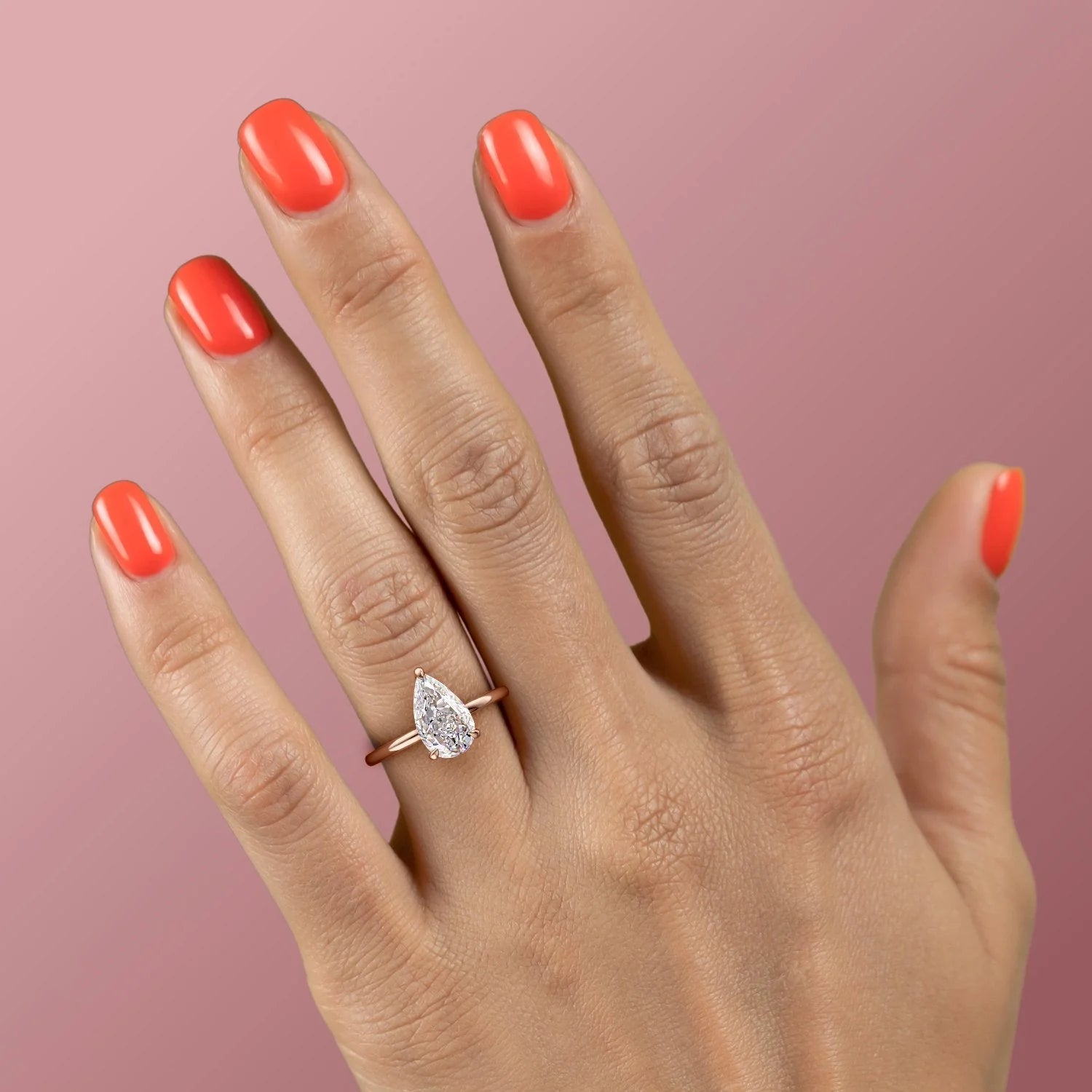 Opal Essence 2.71 Carat VVS1 Lab-Grown Hidden Halo Engagement Ring in 18K Rose Gold Finger View