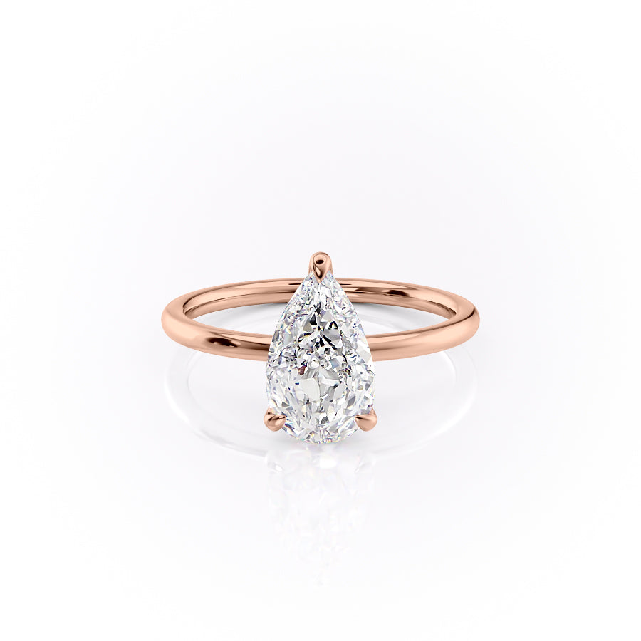 Opal Essence 2.71 Carat VVS1 Lab-Grown Hidden Halo Engagement Ring in 18K Rose Gold Front View