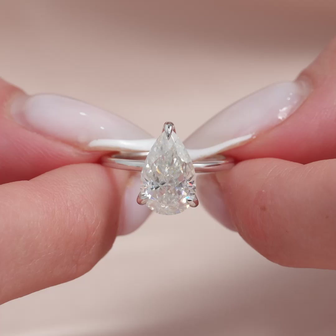 Opal Essence 2.71 Carat VVS1 Lab-Grown Hidden Halo Engagement Ring in 18K White Gold Closeup View