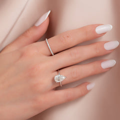 Opal Essence 2.71 Carat VVS1 Lab-Grown Hidden Halo Engagement Ring in 18K White Gold Finger View