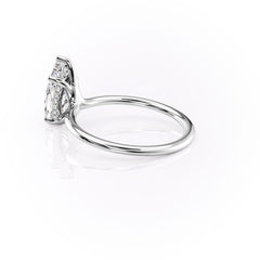 Opal Grace 1.85 Carat VVS1 Lab-Grown Hidden Halo Engagement Ring in 18K White Gold Left Side Cross View