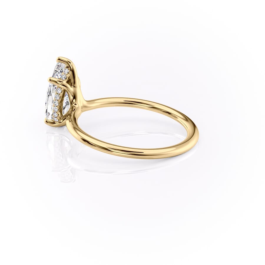 Opal Grace 1.85 Carat VVS1 Lab-Grown Hidden Halo Engagement Ring in 18K Yellow Gold Left Side Cross View