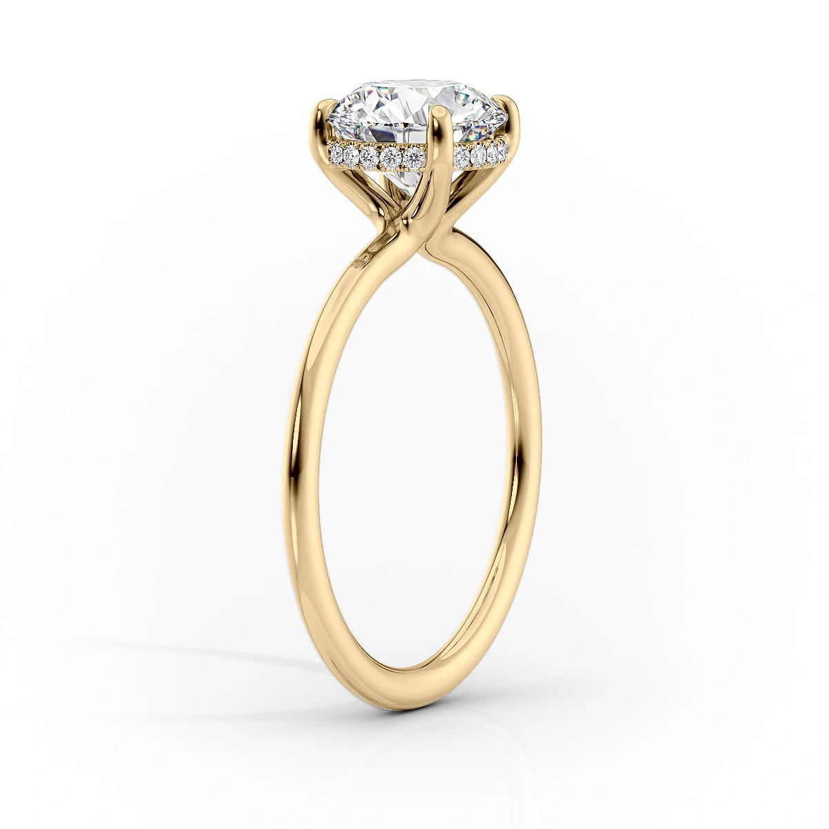 Opal Grace 1.85 Carat VVS1 Lab-Grown Hidden Halo Engagement Ring in 18K Yellow Gold Standing View