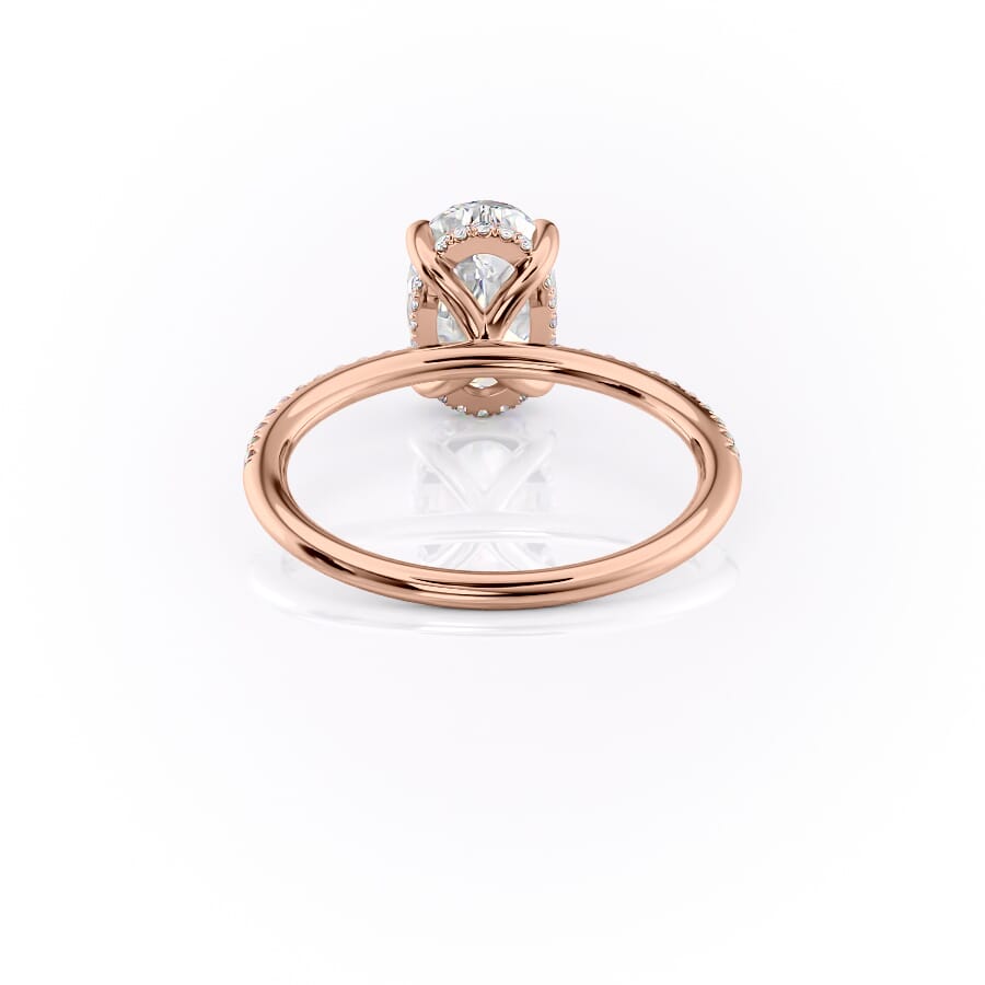 Opal Radiance 1.72 Carat VVS1 Lab-Grown Hidden Halo Pave Engagement Ring in 18K Rose Gold Back View