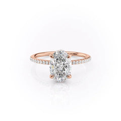 Opal Radiance 1.72 Carat VVS1 Lab-Grown Hidden Halo Pave Engagement Ring in 18K Rose Gold Front View