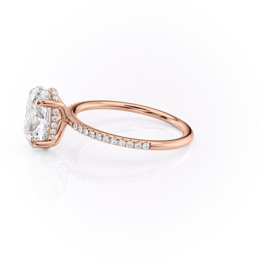 Opal Radiance 1.72 Carat VVS1 Lab-Grown Hidden Halo Pave Engagement Ring in 18K Rose Gold Left Side View