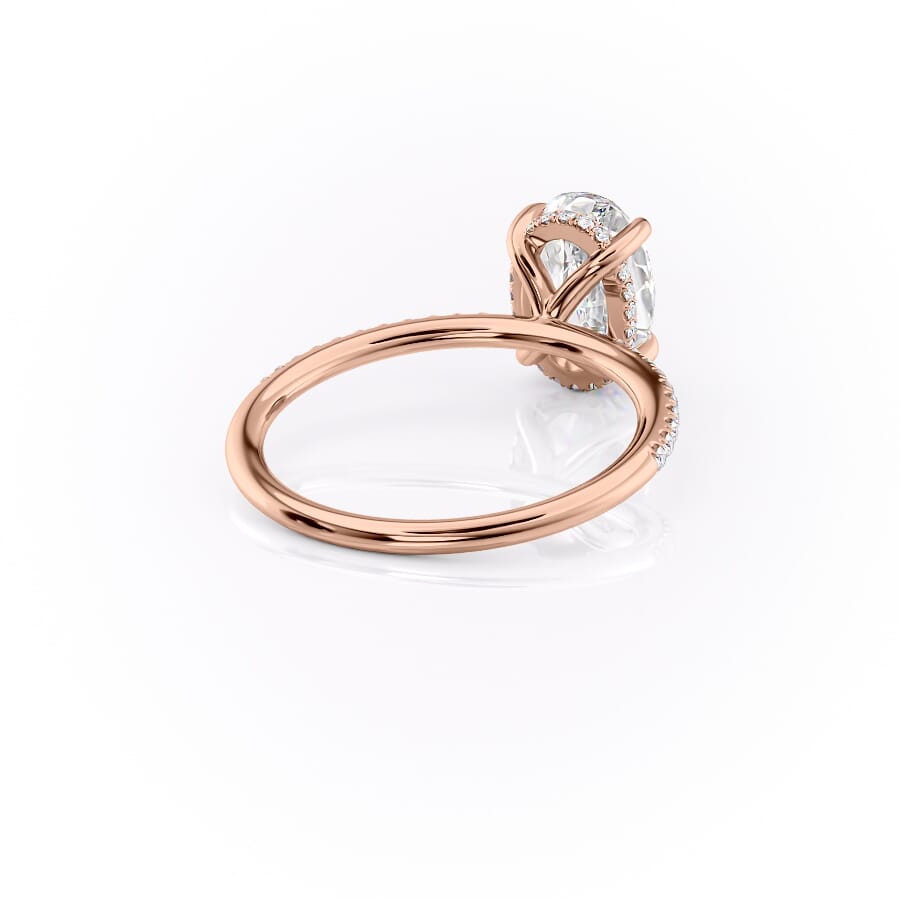 Opal Radiance 1.72 Carat VVS1 Lab-Grown Hidden Halo Pave Engagement Ring in 18K Rose Gold Right Side Back View