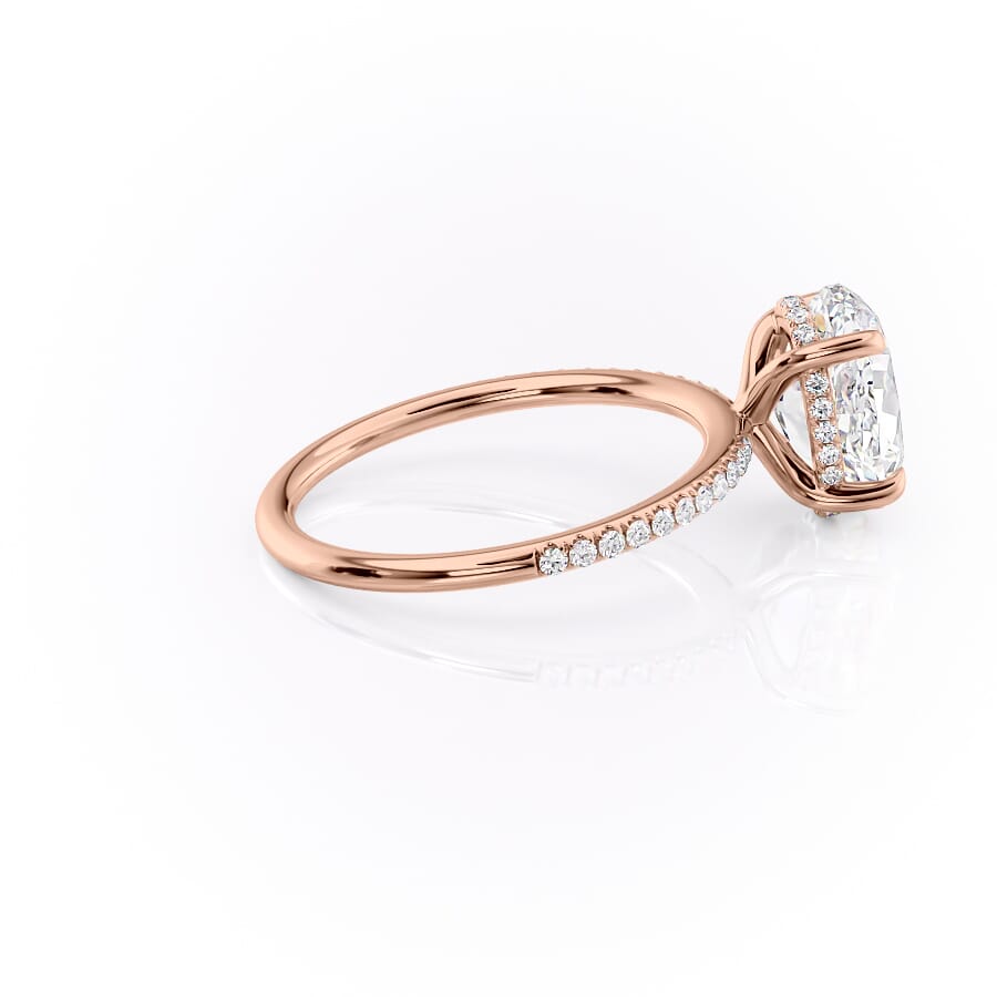 Opal Radiance 1.72 Carat VVS1 Lab-Grown Hidden Halo Pave Engagement Ring in 18K Rose Gold Right Side Cross View