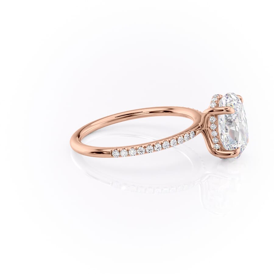 Opal Radiance 1.72 Carat VVS1 Lab-Grown Hidden Halo Pave Engagement Ring in 18K Rose Gold Right Side View