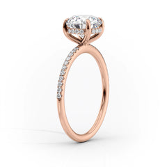 Opal Radiance 1.72 Carat VVS1 Lab-Grown Hidden Halo Pave Engagement Ring in 18K Rose Gold Standing View