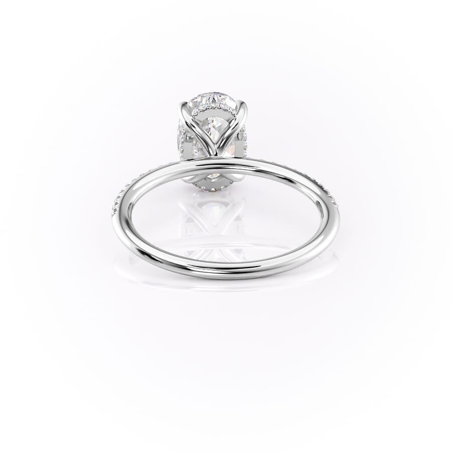 Opal Radiance 1.72 Carat VVS1 Lab-Grown Hidden Halo Pave Engagement Ring in 18K White Gold Back View