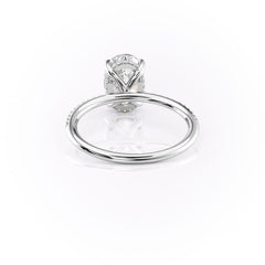 Opal Radiance 1.72 Carat VVS1 Lab-Grown Hidden Halo Pave Engagement Ring in 18K White Gold Back View