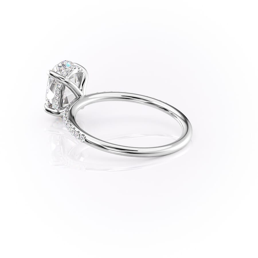 Opal Radiance 1.72 Carat VVS1 Lab-Grown Hidden Halo Pave Engagement Ring in 18K White Gold Left Side Back View