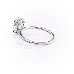 Opal Radiance 1.72 Carat VVS1 Lab-Grown Hidden Halo Pave Engagement Ring in 18K White Gold Left Side Back View