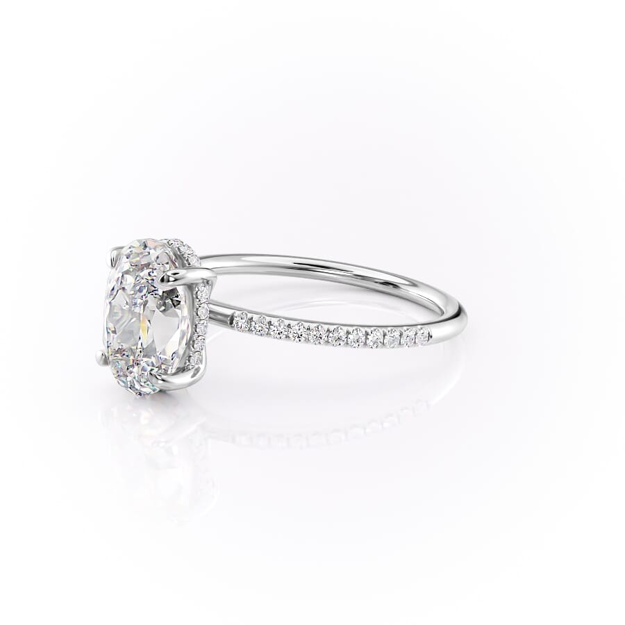 Opal Radiance 1.72 Carat VVS1 Lab-Grown Hidden Halo Pave Engagement Ring in 18K White Gold Left Side View