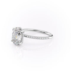 Opal Radiance 1.72 Carat VVS1 Lab-Grown Hidden Halo Pave Engagement Ring in 18K White Gold Left Side View