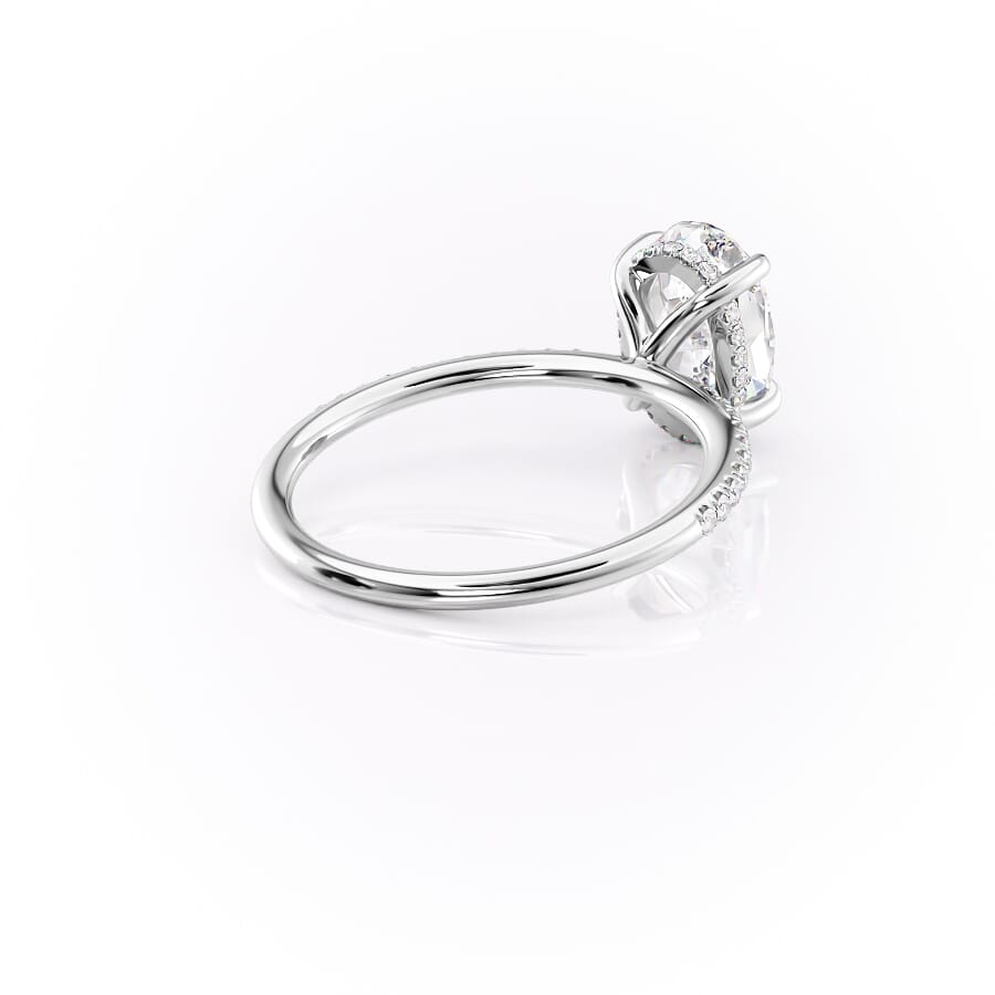 Opal Radiance 1.72 Carat VVS1 Lab-Grown Hidden Halo Pave Engagement Ring in 18K White Gold Right Side Back View