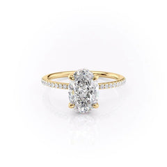 Opal Radiance 1.72 Carat VVS1 Lab-Grown Hidden Halo Pave Engagement Ring in 18K Yellow Gold Front View