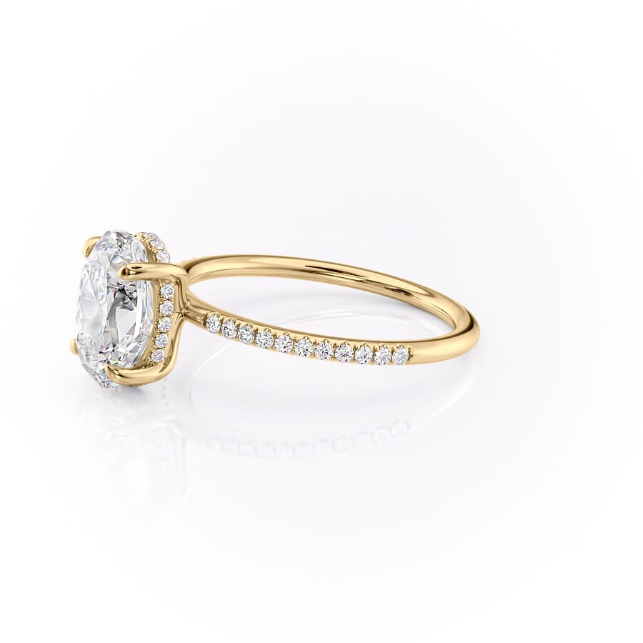 Opal Radiance 1.72 Carat VVS1 Lab-Grown Hidden Halo Pave Engagement Ring in 18K Yellow Gold Left Side View