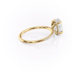 Opal Radiance 1.72 Carat VVS1 Lab-Grown Hidden Halo Pave Engagement Ring in 18K Yellow Gold Right Side Cross View