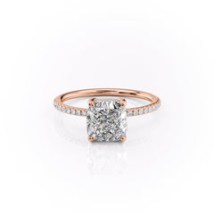 Opaline Cushion 1.72 Carat VVS1 Lab-Grown Hidden Halo Pave Engagement Ring in 18K Rose Gold Front View