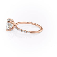 Opaline Cushion 1.72 Carat VVS1 Lab-Grown Hidden Halo Pave Engagement Ring in 18K Rose Gold Left Side View