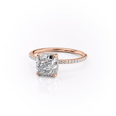 Opaline Cushion 1.72 Carat VVS1 Lab-Grown Hidden Halo Pave Engagement Ring in 18K Rose Gold Left View
