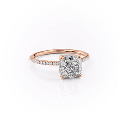 Opaline Cushion 1.72 Carat VVS1 Lab-Grown Hidden Halo Pave Engagement Ring in 18K Rose Gold Right View