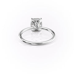 Opaline Cushion 1.72 Carat VVS1 Lab-Grown Hidden Halo Pave Engagement Ring in 18K White Gold Back View